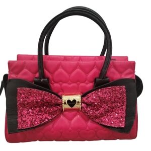 Betsey Johnson large Hot Pink and Black Handbag